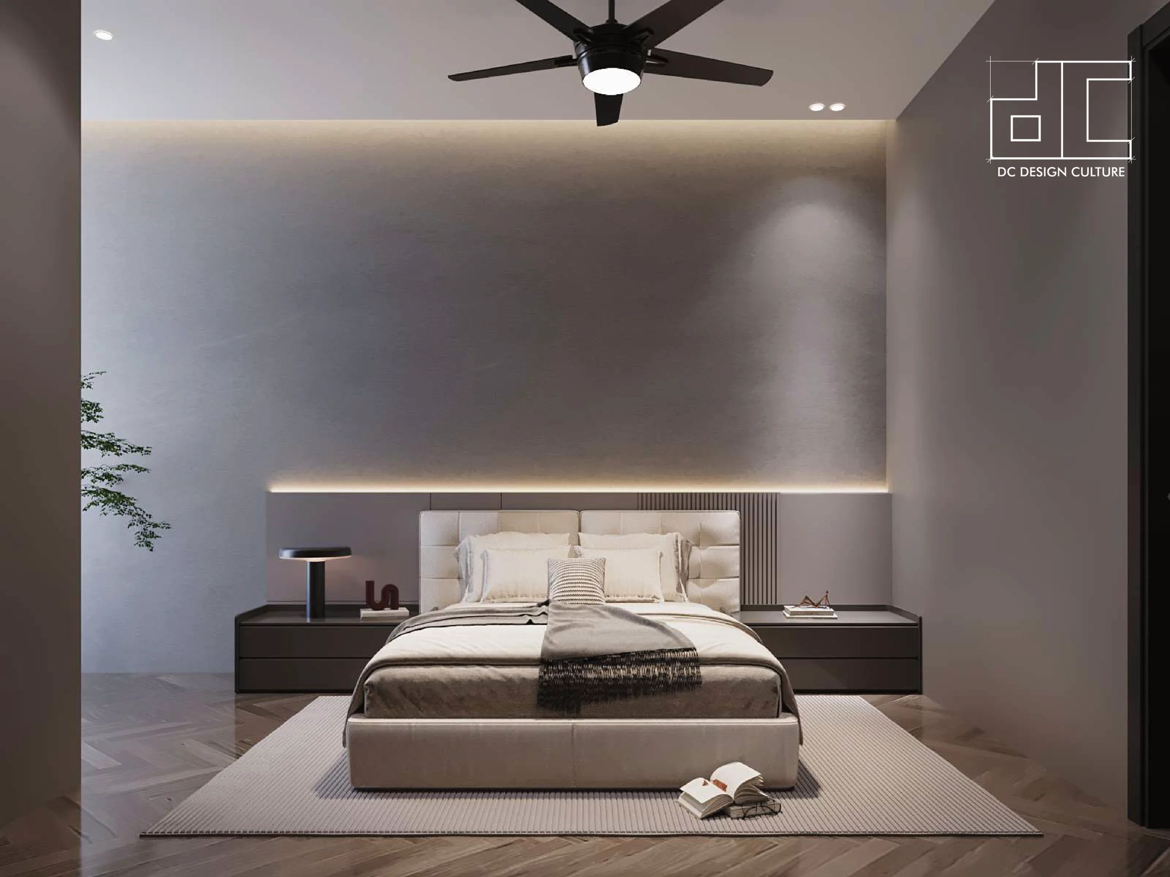 Aurora Sentral — bedroom with quiet textured wall
